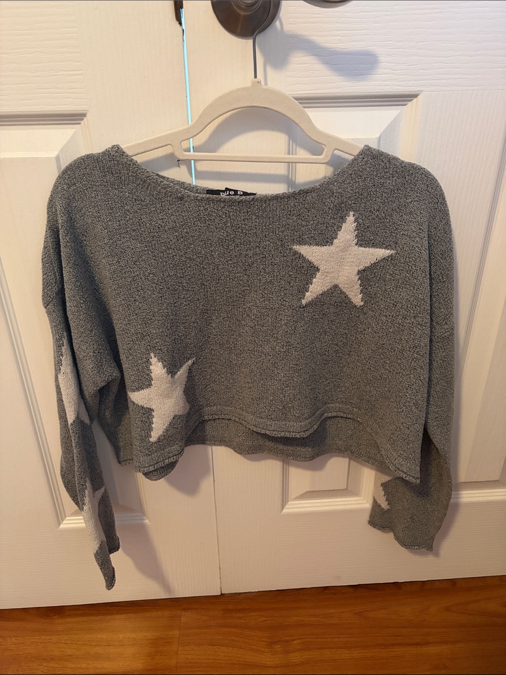 Gray Star-Print Cropped Knit Sweater - Women's Crop Top